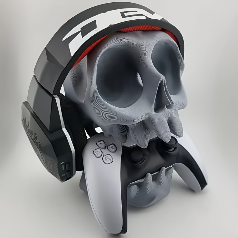 Headset Gaming Console - Totenkopf-förmiger Controller-Ständer Kopfhörerhalter 2-in-1 Gaming-Zubehör Gotischer