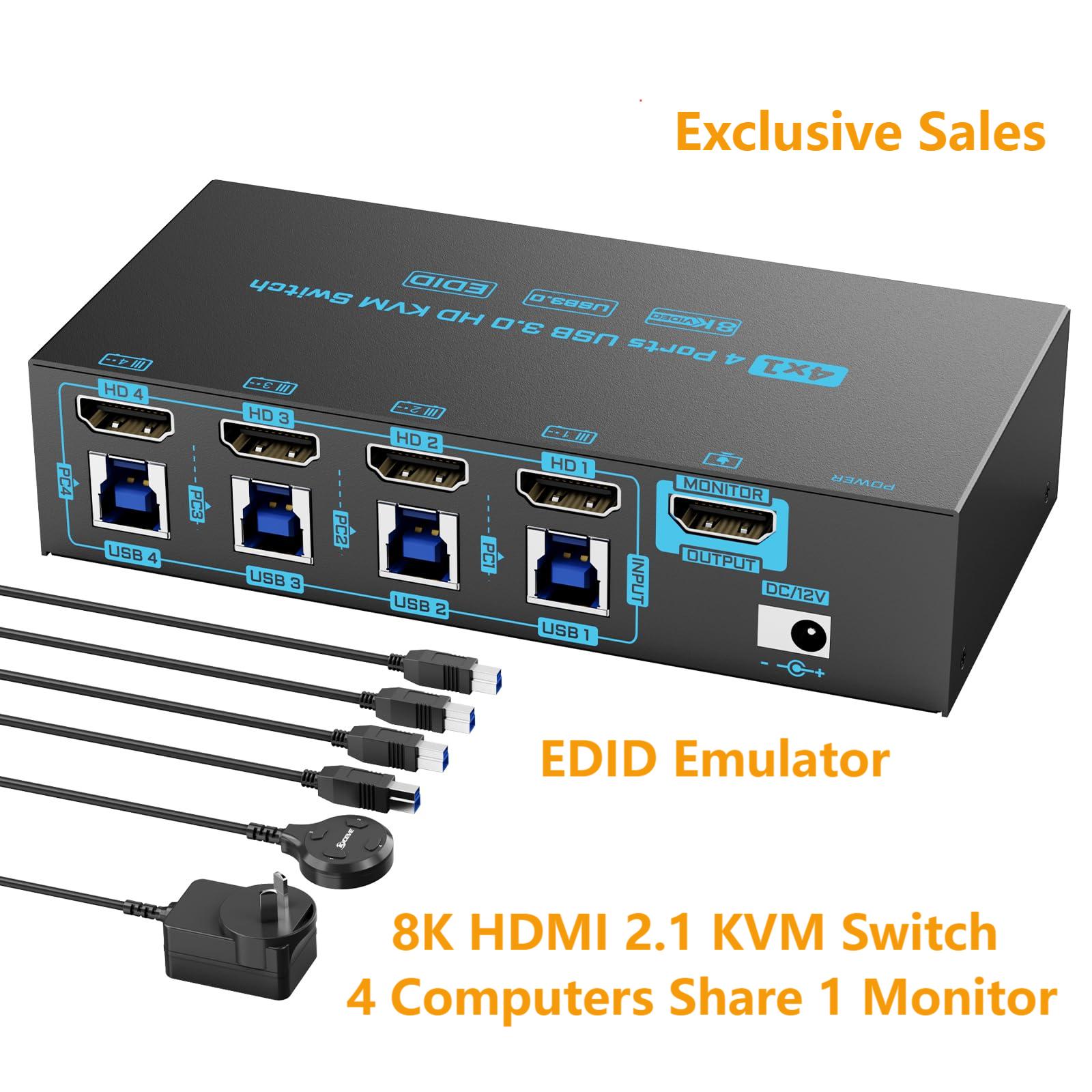 Gaming Console With Phone - 8K HDMI 2.1 KVM-Switch 4 Port