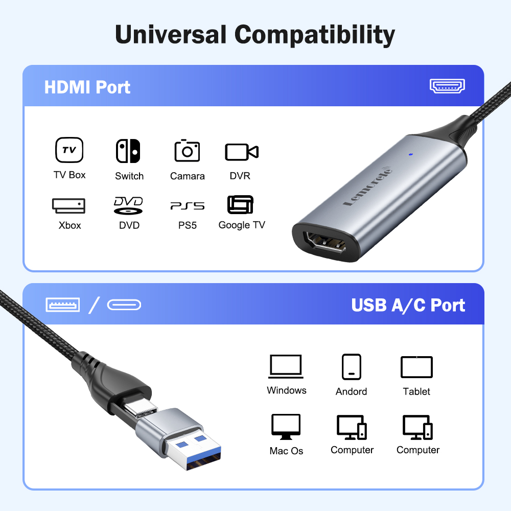 Lemorele USB 2.0 Video Capture – Gaming Console With Phone Bewertung und Preis