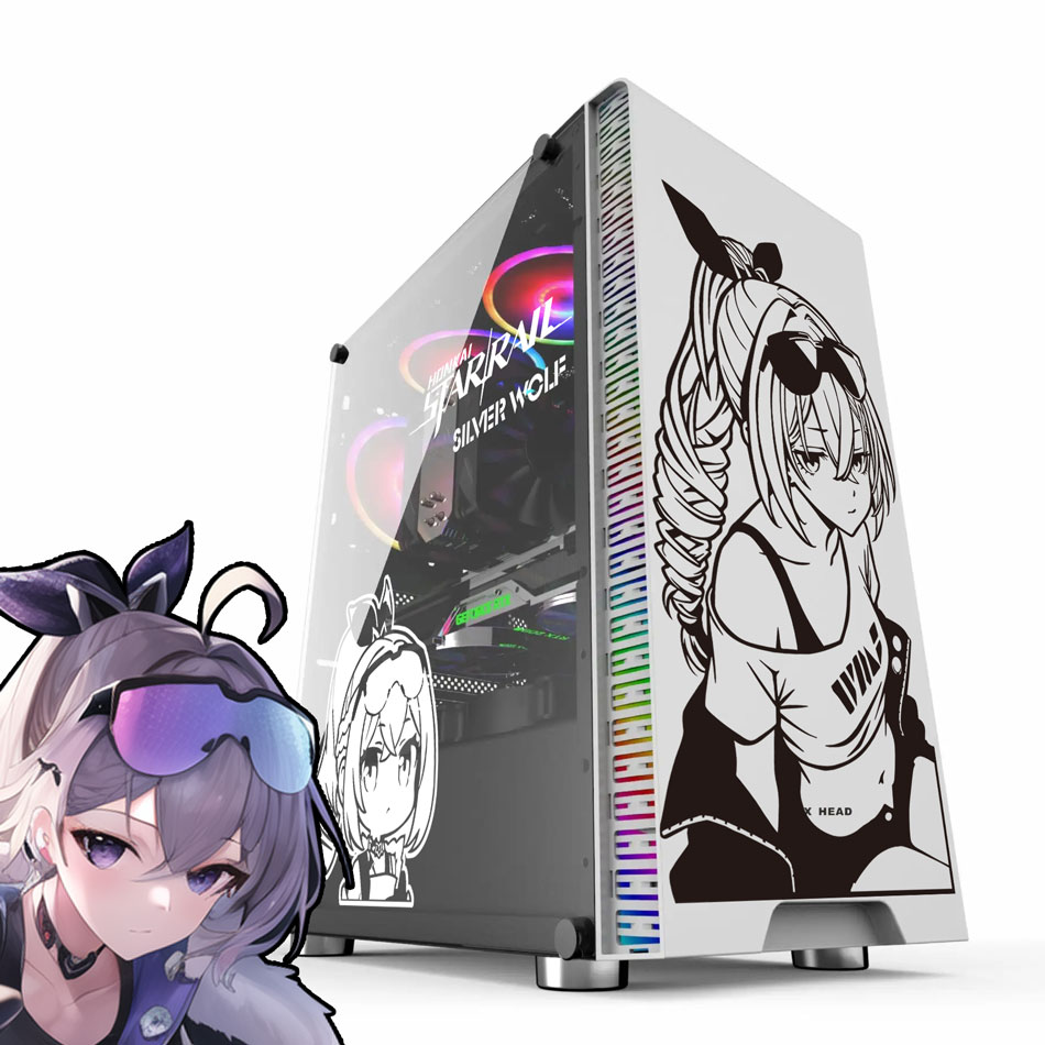 Silberner Wolf Anime-Aufkleber – Console Gaming Pc Case Bewertung und Preis