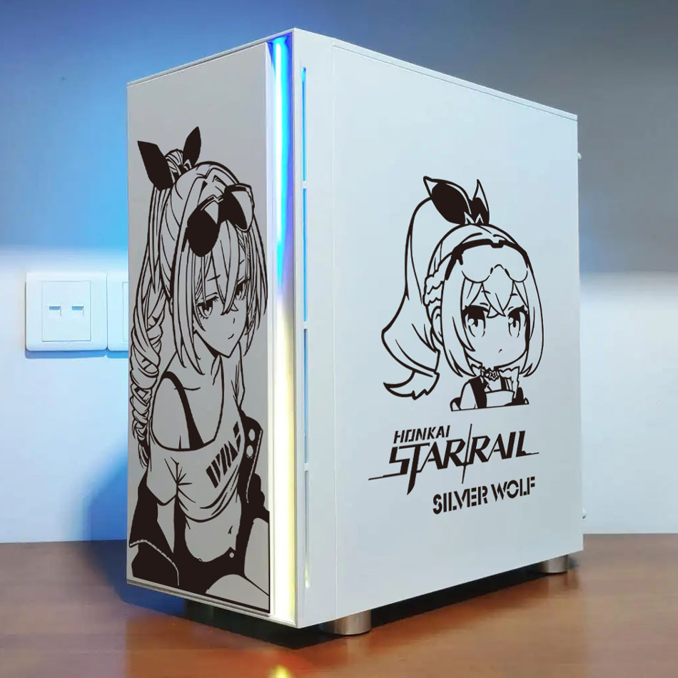 Silberner Wolf Anime-Aufkleber – Console Gaming Pc Case Bewertung und Preis